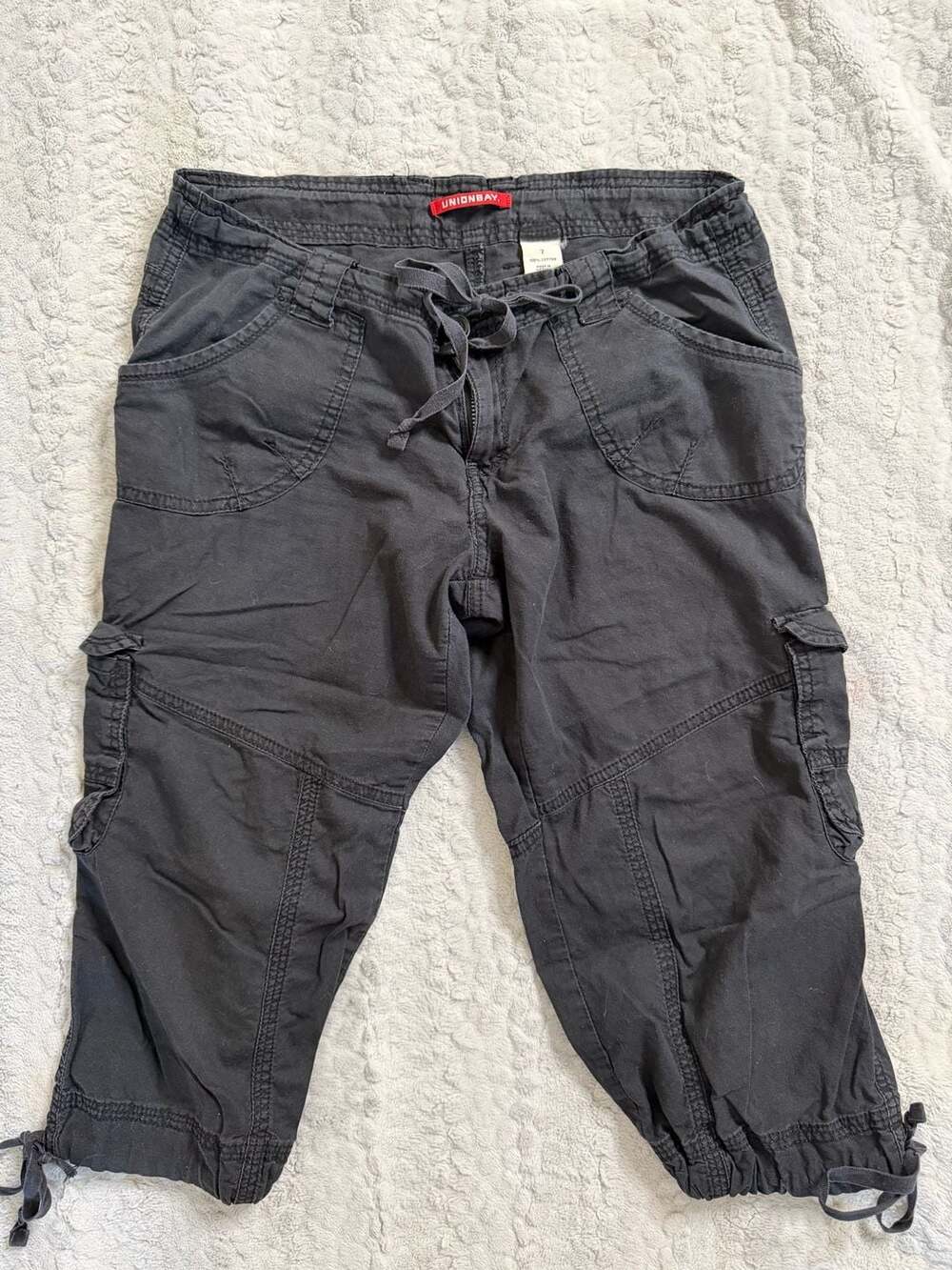 Unionbay Black 100% Cotton Cargo Capri Pants